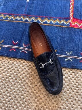 ONLY LEFT SHOE Gucci Black Patent Leather Horsebit Loafer with Silver Hardware